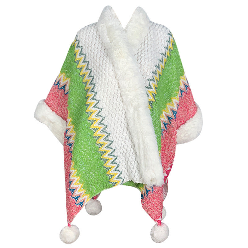 Tactile Striped Knitted Travel Meditation Tibetan Shawl
