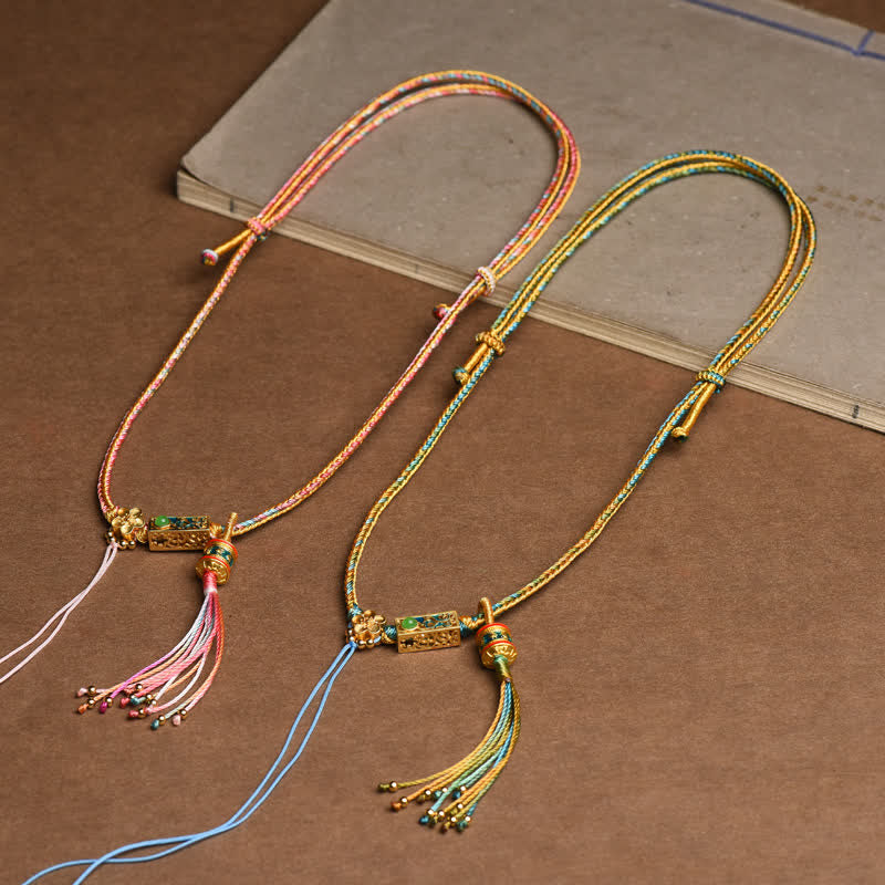 Colorful String Copper Wealth Necklace Pendant
