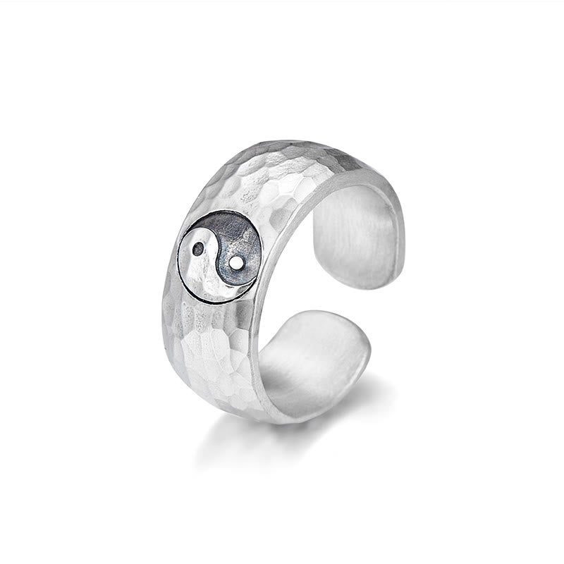 Handmade 999 Sterling Silver Yin Yang Bagua Adjustable Ring