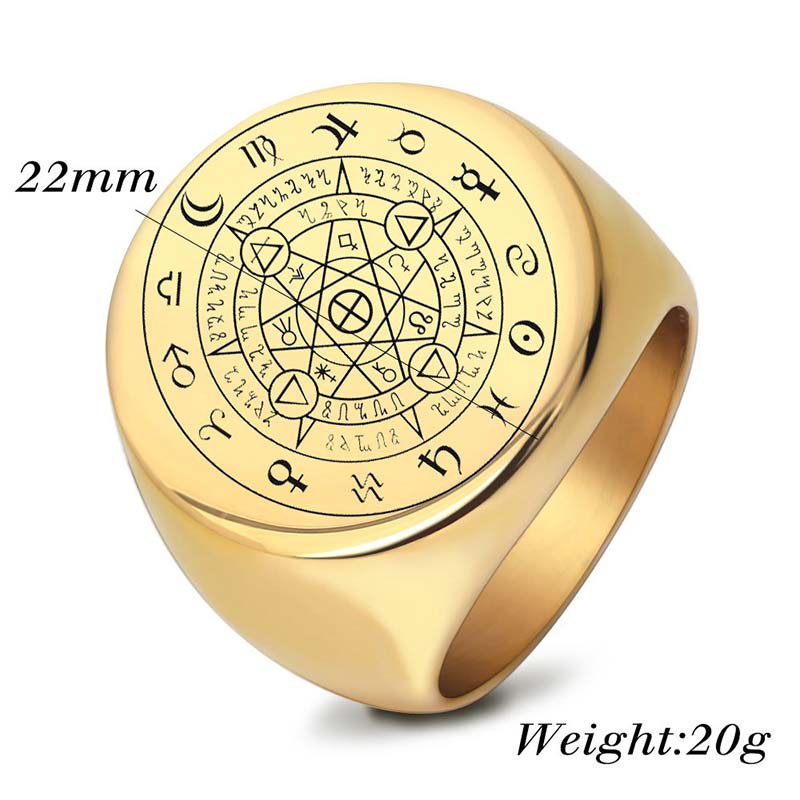 Titanium Steel 12 Constellations Zodiac Bagua Rotating Band Ring