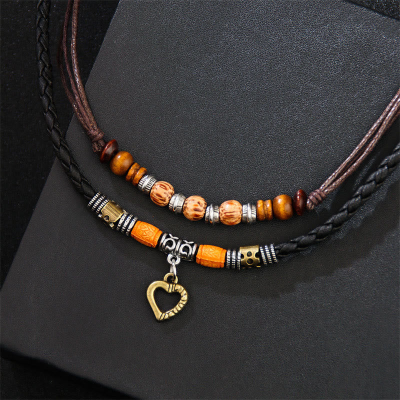 Love Heart Pattern Bead Healing Necklace Pendant Bracelet