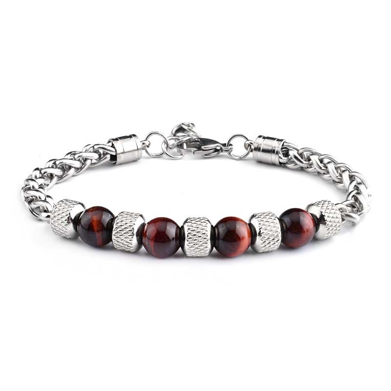 Black Onyx Tiger Eye Bead Courage Bracelet