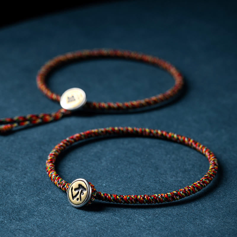 Handmade 925 Sterling Silver & Cinnabar Zodiac Guardian Buddha Red String Bracelet