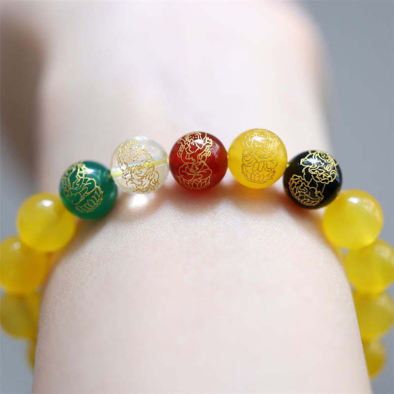 Five Elements Natural Agate and Crystal Bead Balance Bracelet