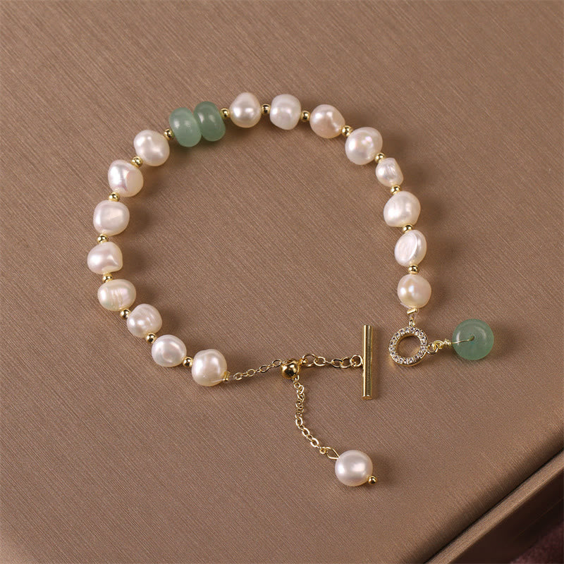 Pearl Green Strawberry Quartz Bead Healing Chain Bracelet