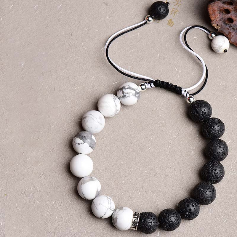 Yin Yang Lava Stone Protection Bracelet
