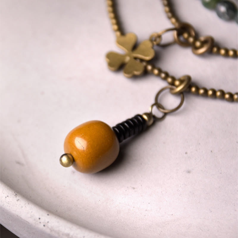 Moss Agate Copper Lucky Multilayer Bracelet