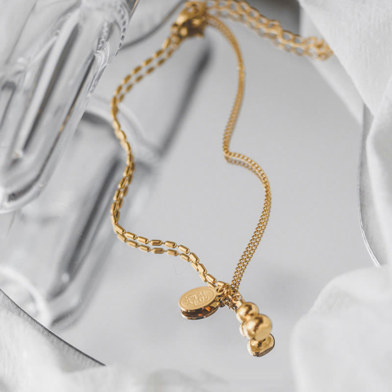 18k Gold Plated Copper Lucky Gourd Design Wealth Buckle Anklet