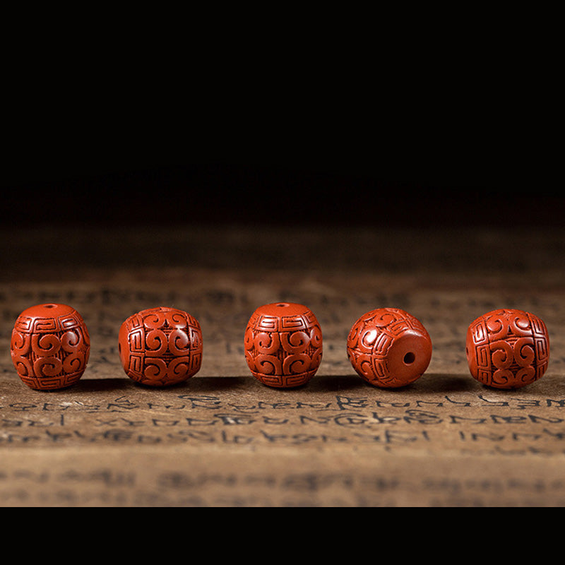 Natural Cinnabar & Ebony Wood Beaded Bracelet for Mindful Centering