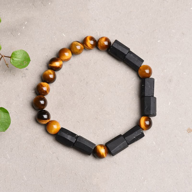 Natural Black Tourmaline Tiger Eye Positive Bracelet
