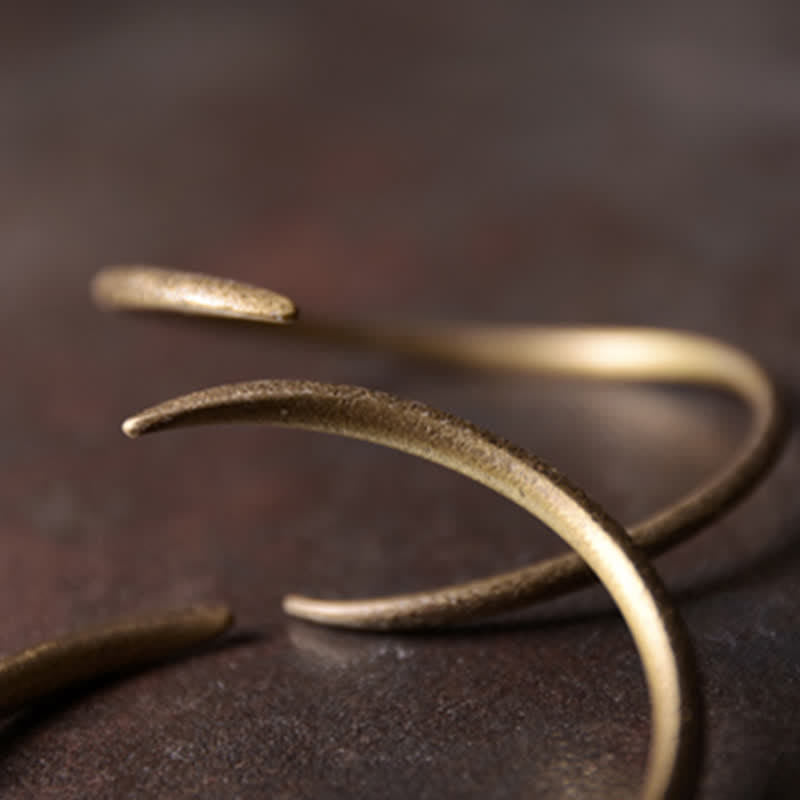Minimalist Brass and Copper Adjustable Open Cuff Bangle Bracelet