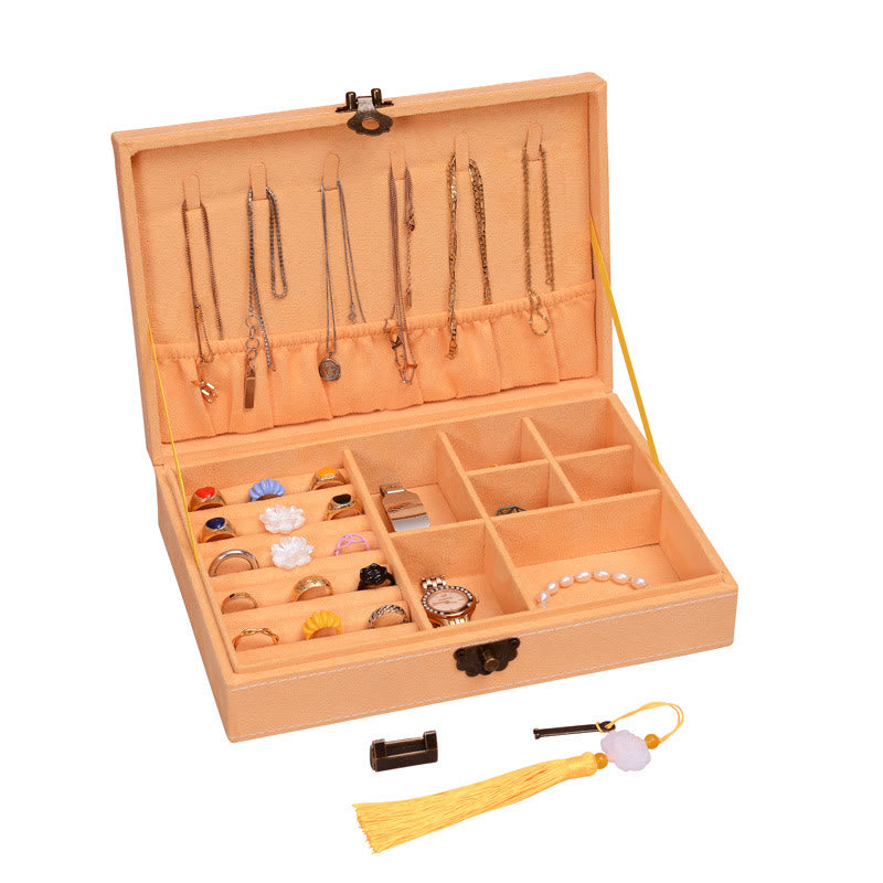 Minimalist Single Layer Flannel Jewelry Organizer with Secure Lock