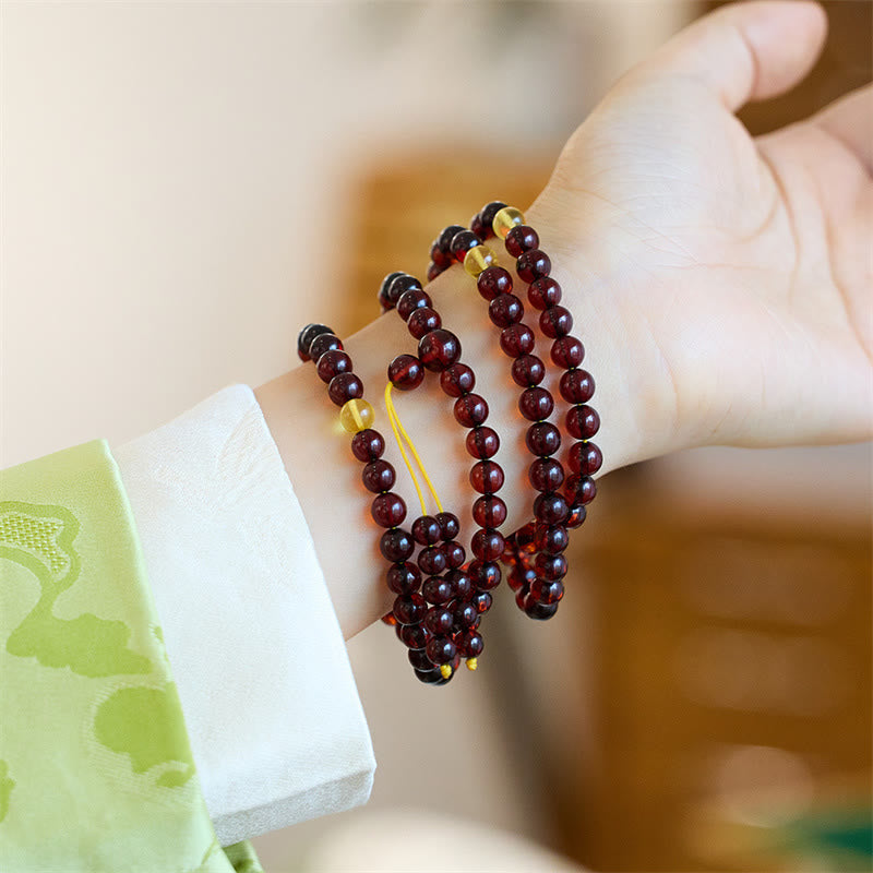 Natural 108 Mala Beads Amber Clear Anxiety Bracelet