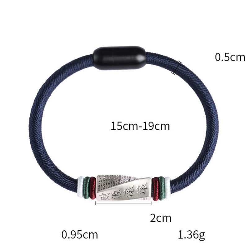 Handmade 999 Sterling Silver String Buckle Blessing Bracelet