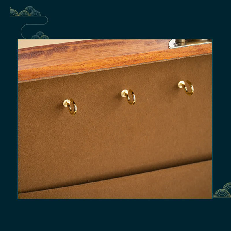 Handmade Antique Rosewood Double Layer Lockable Flower Jewelry Storage Box