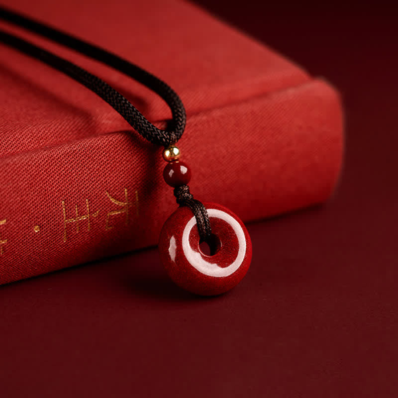 Cinnabar Peace Buckle Calm Blessing Necklace Pendant (Extra 35% Off | USE CODE: FS35)