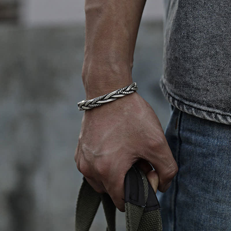 Viking Style Twisted Braided Pattern Copper Balance Bracelet