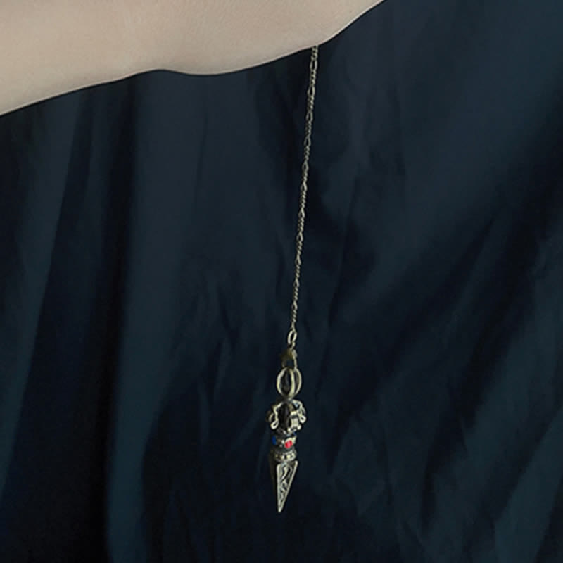 Pentagram Eye of God Feather Hamsa Copper Healing Necklace Pendant Pendulum