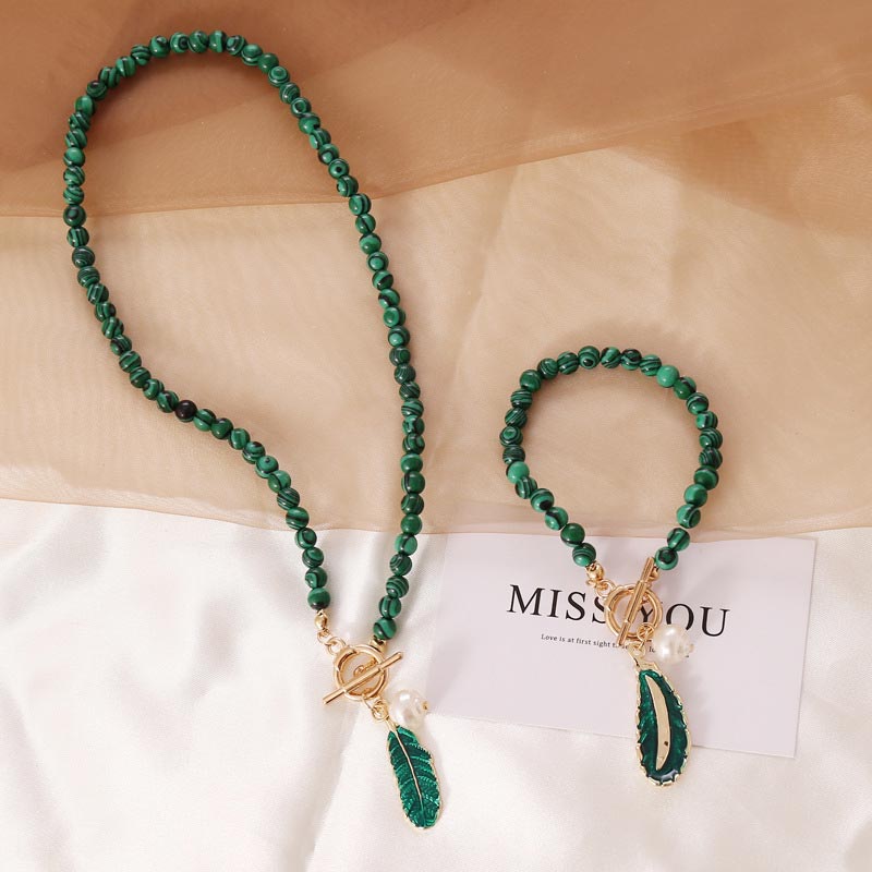 Natural Malachite Calm Necklace & Bracelet (Extra 30% Off | USE CODE: FS30)