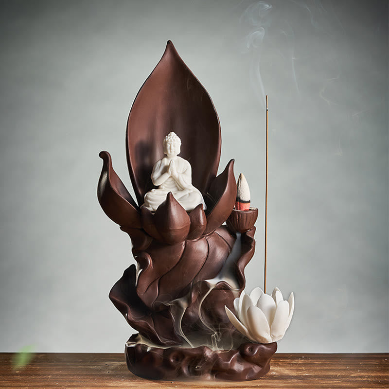 Lotus Spiritual Figure Purple Clay Incense Burner for Mindful Aromatic Rituals