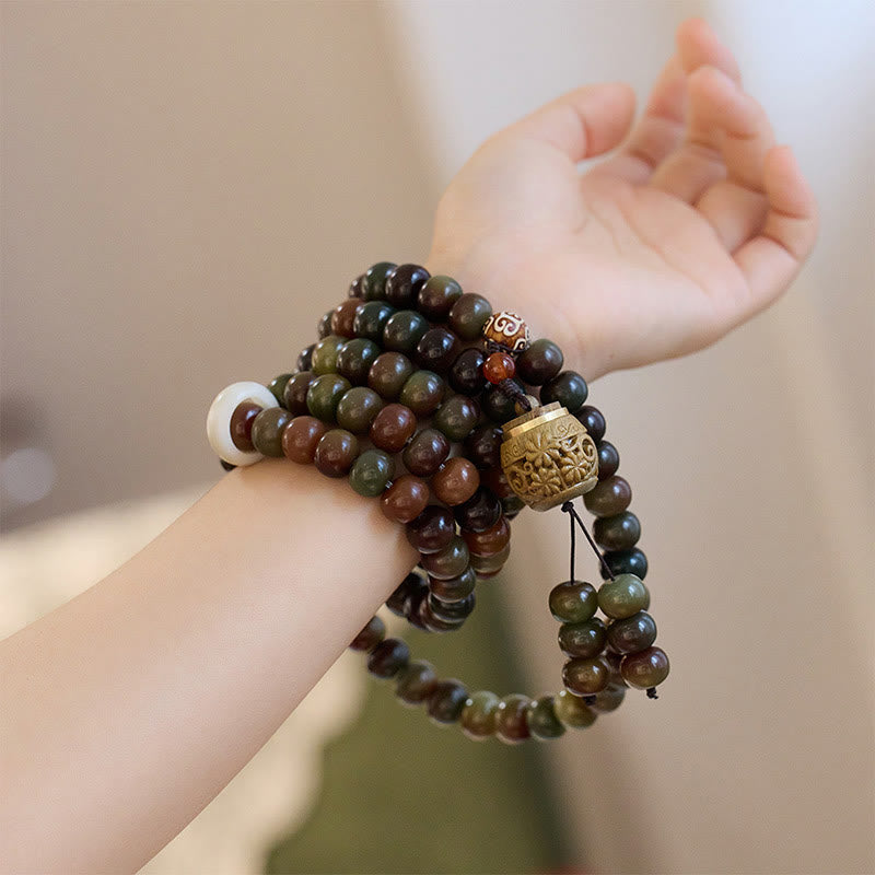 108 Mala Beads Dunhuang Color Bodhi Seed Dzi Bead Keep Away Evil Spirits Bracelet