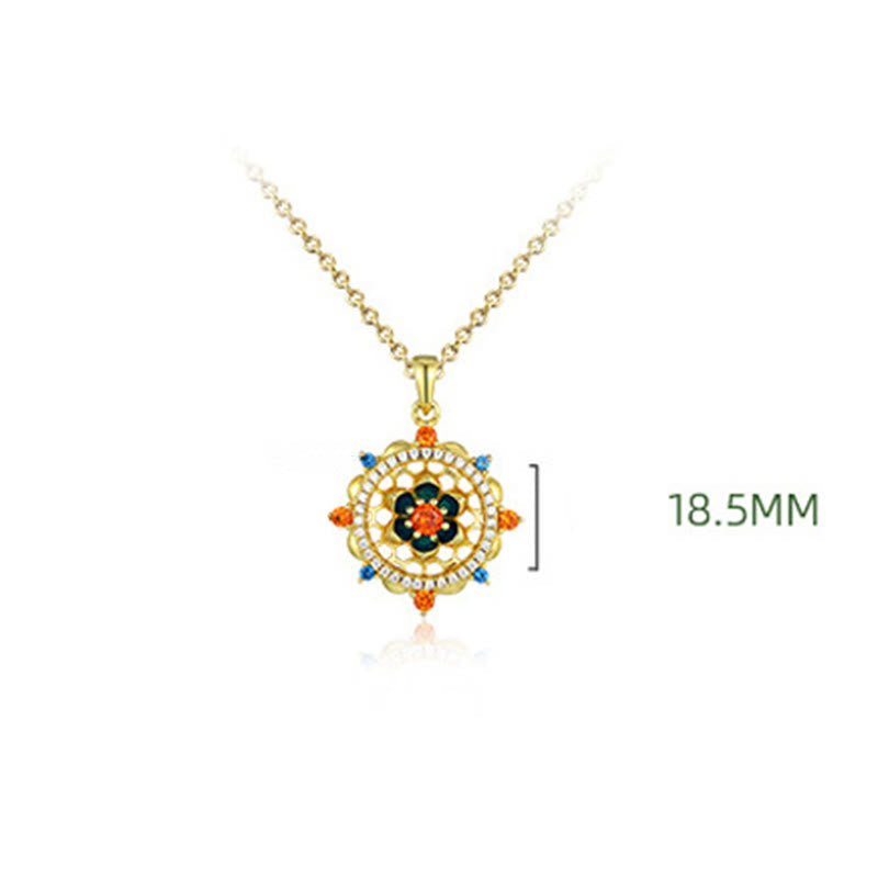 925 Sterling Silver Lotus Flower Colorful Zircon New Beginning Necklace Pendant