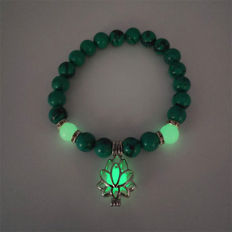Tibetan Turquoise Glowstone Luminous Bead Lotus Protection Bracelet