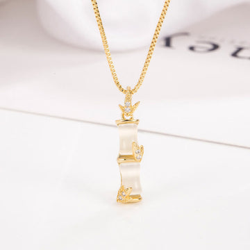 Chalcedony Bamboo Pattern Harmony Necklace Pendant
