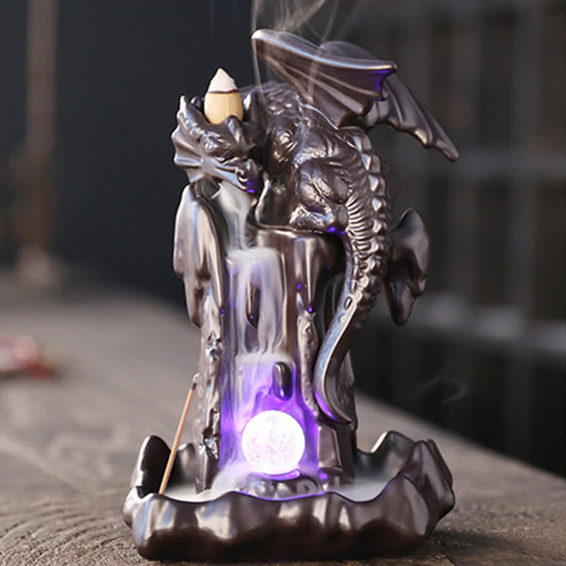 Nordic Dragon Ceramic Backflow Smoke Fountain Sandalwood Incense Burner