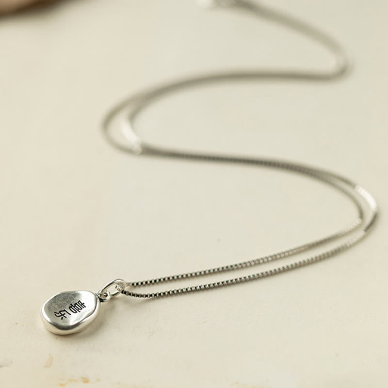 999 Sterling Silver Peace And Joy Fu Character Luck Fortune 925 Sterling Silver Chain Necklace Pendant