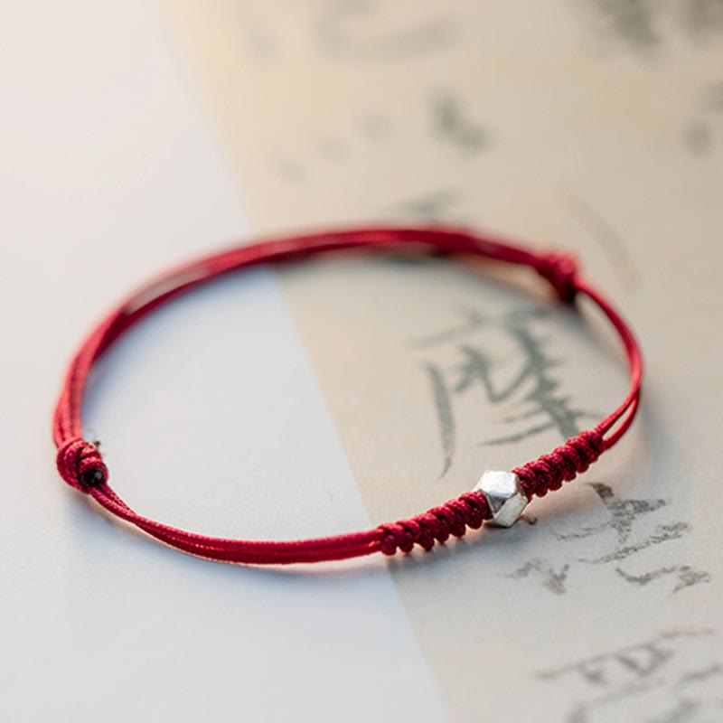 925 Sterling Silver Luck Bead Protection Red String Braided Bracelet