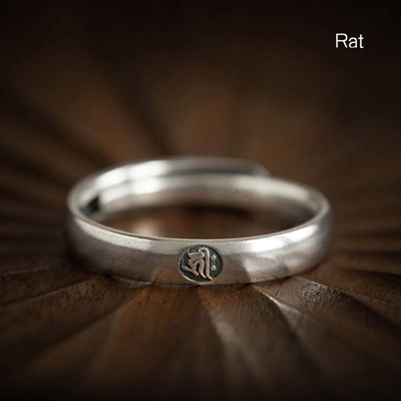 Chinese Zodiac Natal Buddha Couple Silver-plated Ring