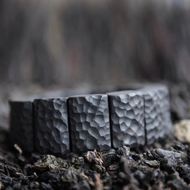 Vintage Ebony Wood Texture Peace Couple Bracelet