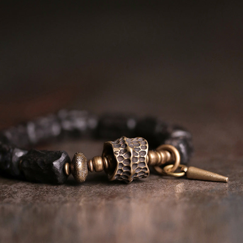 Ebony Wood Copper Balance Protection Couple Bracelet
