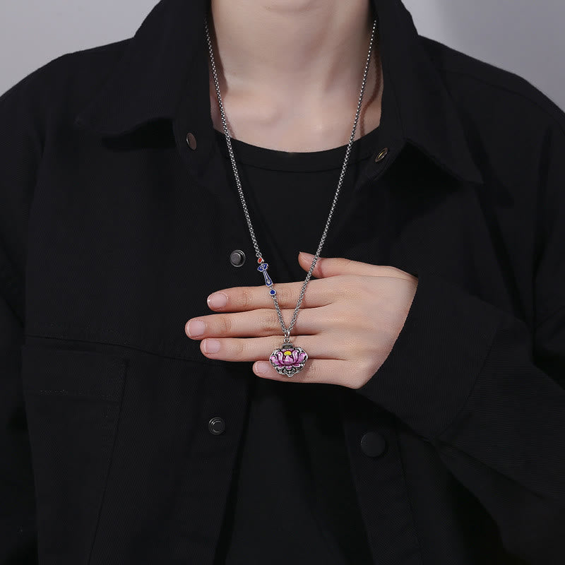 Tibet Copper Lotus Luck New Begining Necklace Pendant