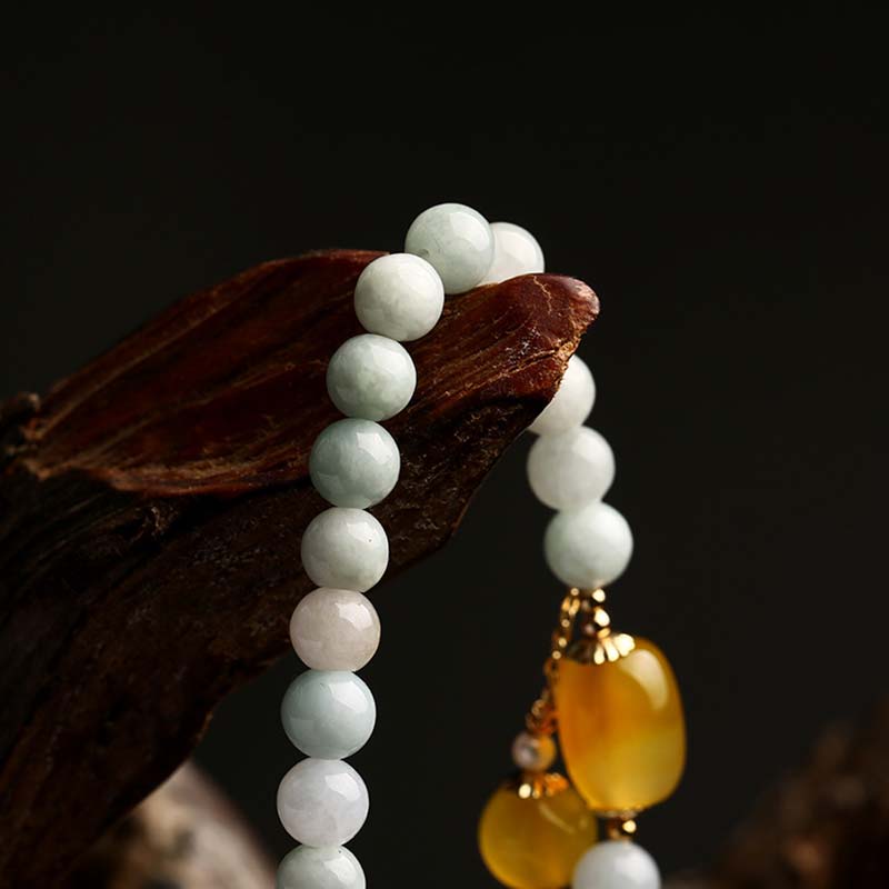 Natural White Jade Agate Protection Bracelet