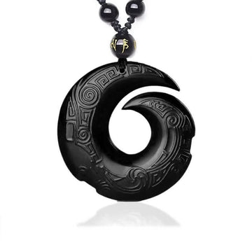 Natural Black Obsidian Ice Obsidian Strength Necklace Pendant