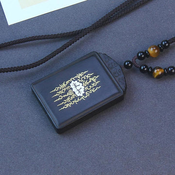 999 Sterling Silver Ebony Wood Lotus Inlaid Calm Necklace Pendant