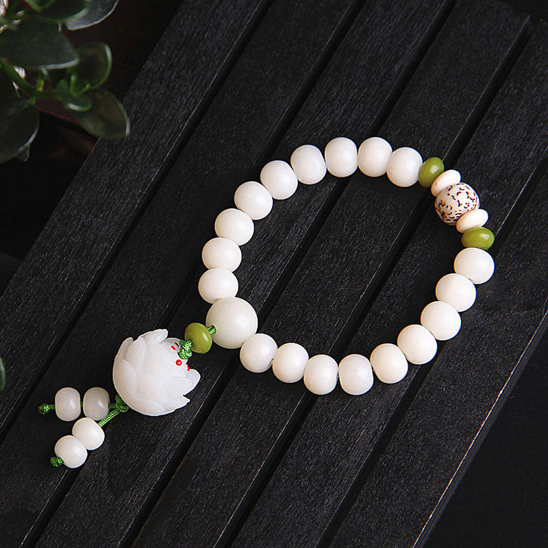 Lotus Natural White Bodhi Seed Luck Bracelet