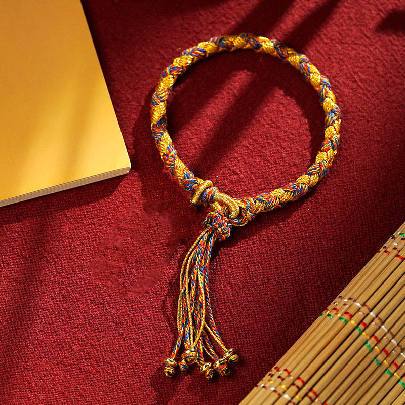 Handmade Tibetan Five God Of Wealth Dragon Scale Rope Luck Braid Bracelet