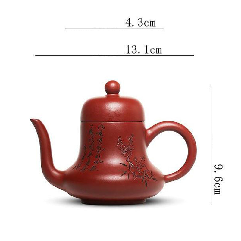 Vintage Bamboo Peach Blossom Purple Clay Kung Fu Teapot