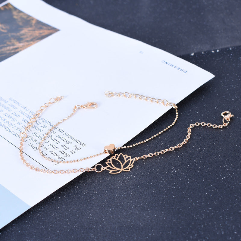 2Pcs Lotus Flower Love Heart Enlightenment Bracelet