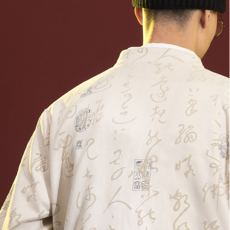 Chinese Calligraphy Clothing Jacket Coat Tang Suit Men Clothing