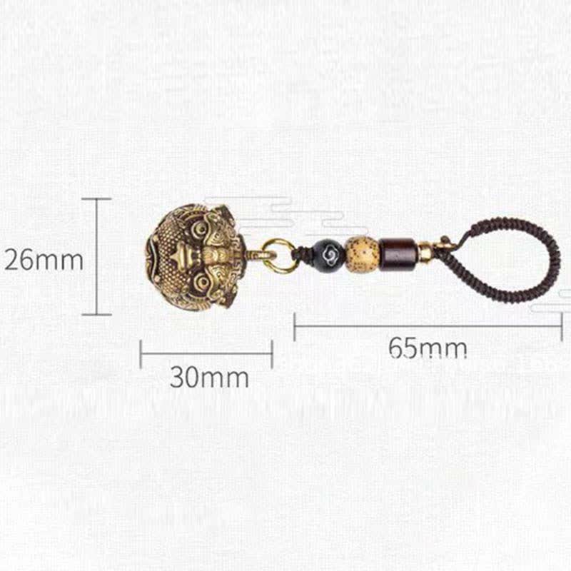 Handmade Brass and Copper Pixiu Energy Conductor Keychain