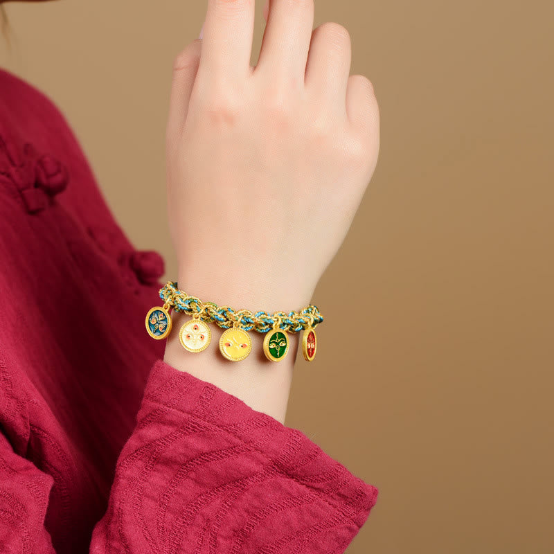 Tibetan Five God Of Wealth Luck Handcrafted Braid String Bracelet