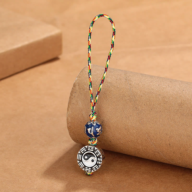 Yin Yang Symbol Om Mani Padme Hum Bagua Copper Harmony Key Chain