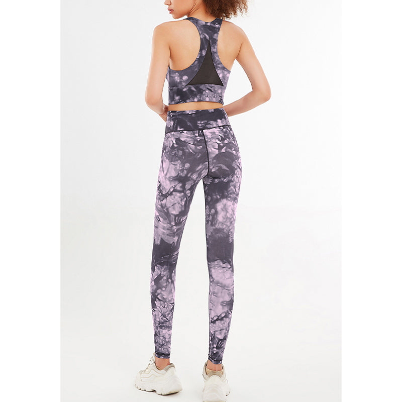 2Pcs Floral Flowers Print Crop Tank Top Pants Sports Gym Outfits Fitness Yoga Women's Yoga Sets