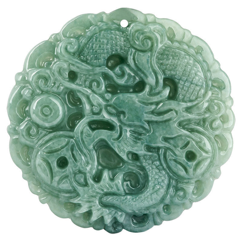 Chinese Zodiac Dragon Jade Fortune Necklace String Pendant