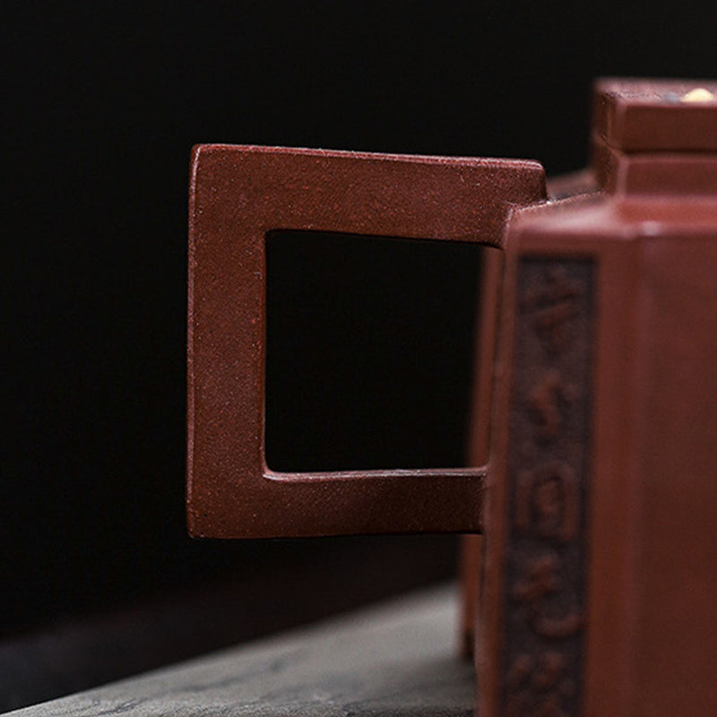 Yixing All Handmade Gomoku Playing Chess Purple Clay Kung Fu Square Teapot 280ml