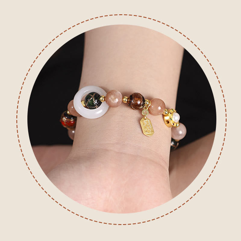 Tibetan Incense Ash Liuli Copper Om Mani Padme Hum Prayer Wheel Gemstone Bracelet